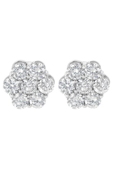 Sterling Silver 2 cttw Floral Composite 7 Stone Diamond Earring